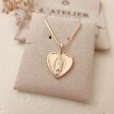 Collar Corazón Virgen de Guadalupe Liso - Colección Acero